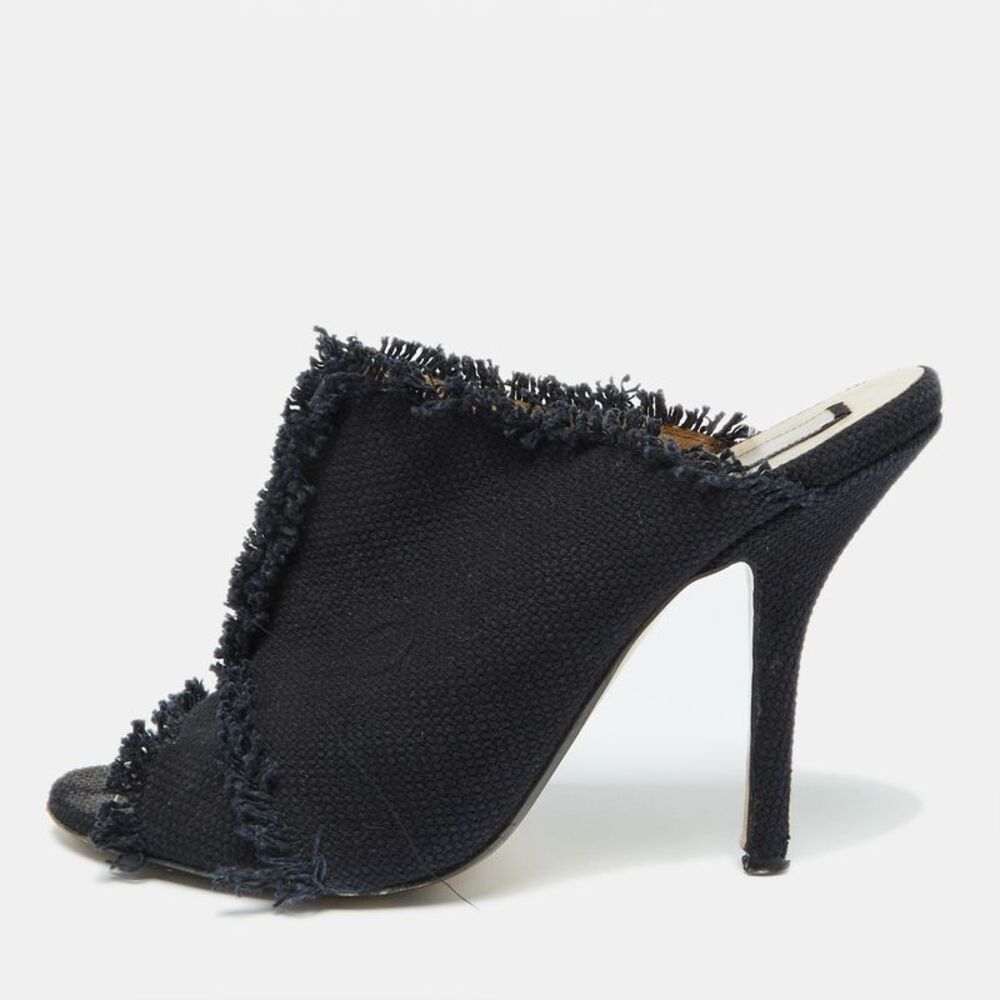 N21 Navy Blue Canvas Open Toe Slide Mules Size 40